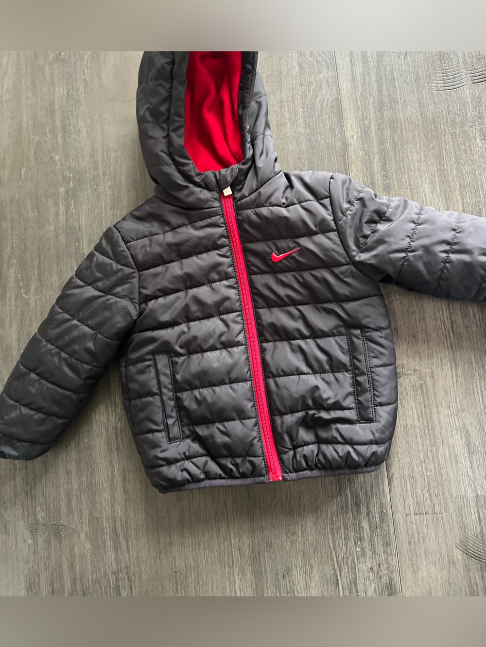 Nike Kids Black Puffer Jacket with Pink Trim